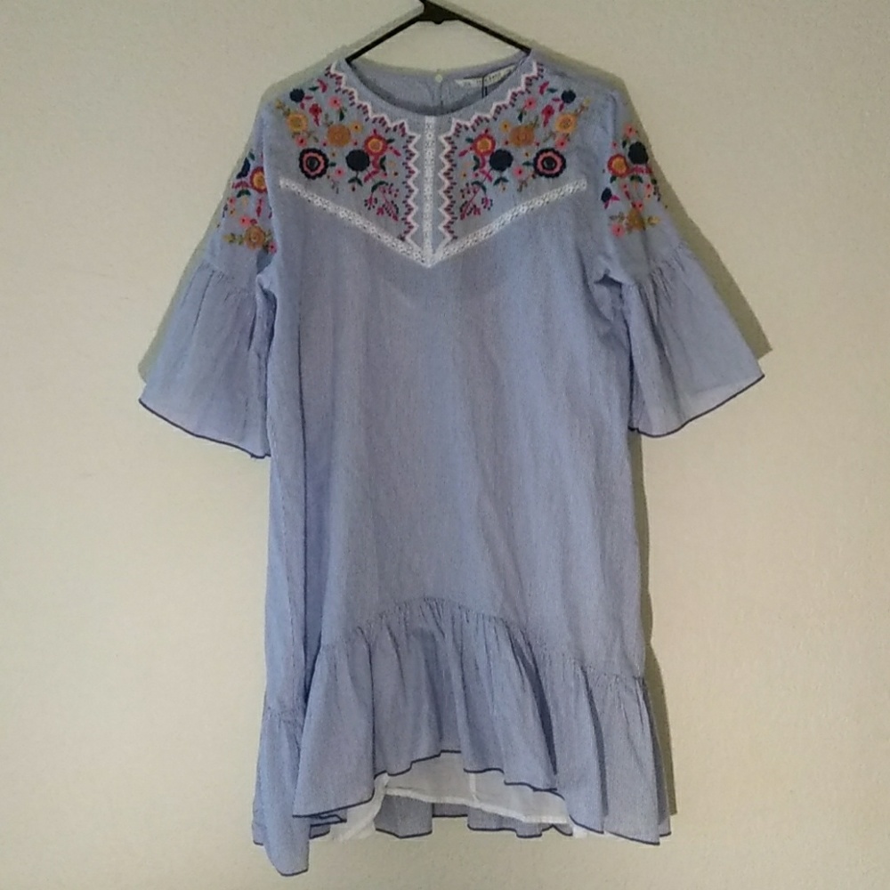 Sweet Zara Basic Layered Dress w/Embroidery XL NWT